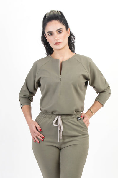 Fall Olive Scrub Top