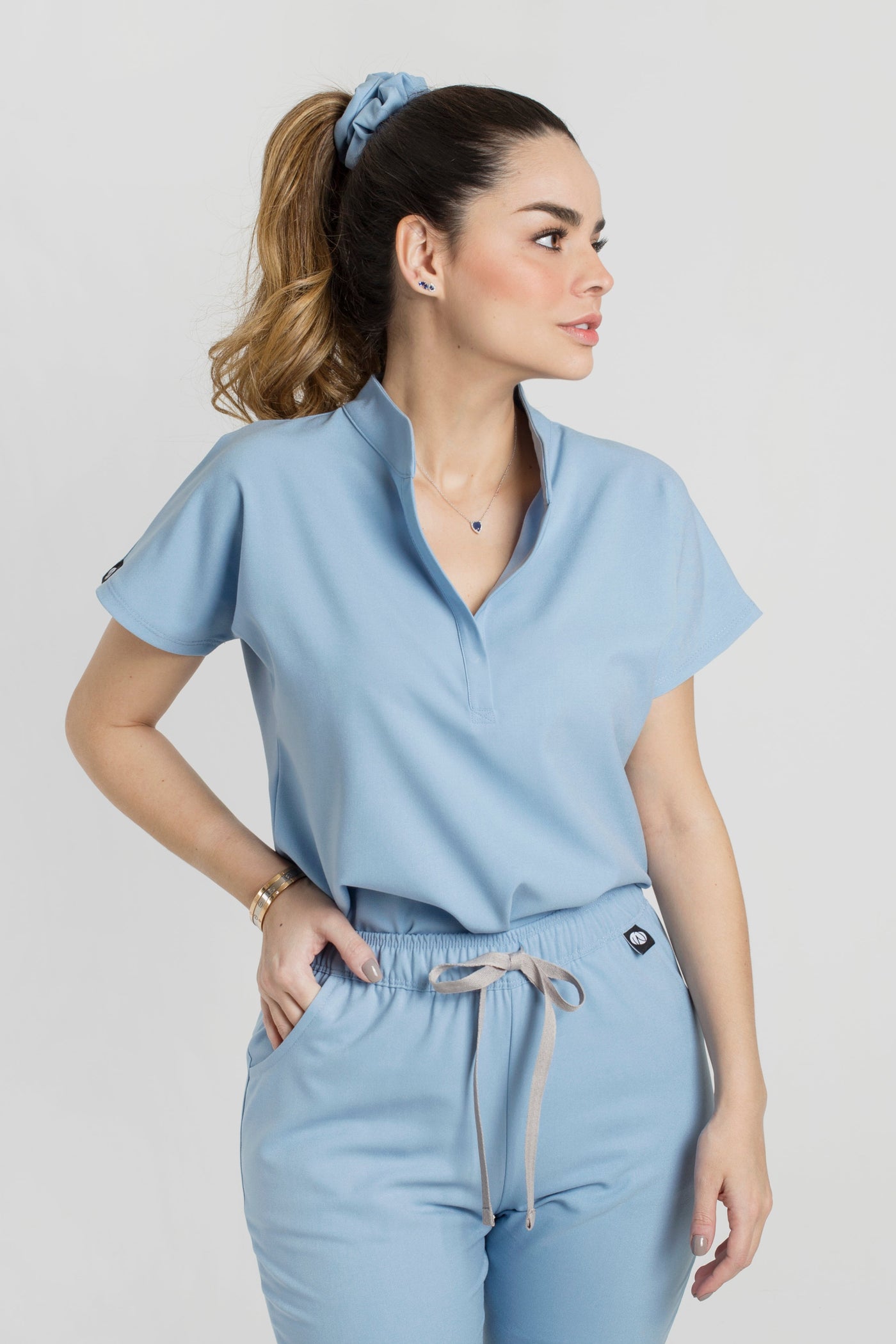 Glam Dream Blue Scrub Top