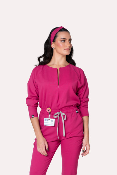 Fall Fucsia Scrub Top