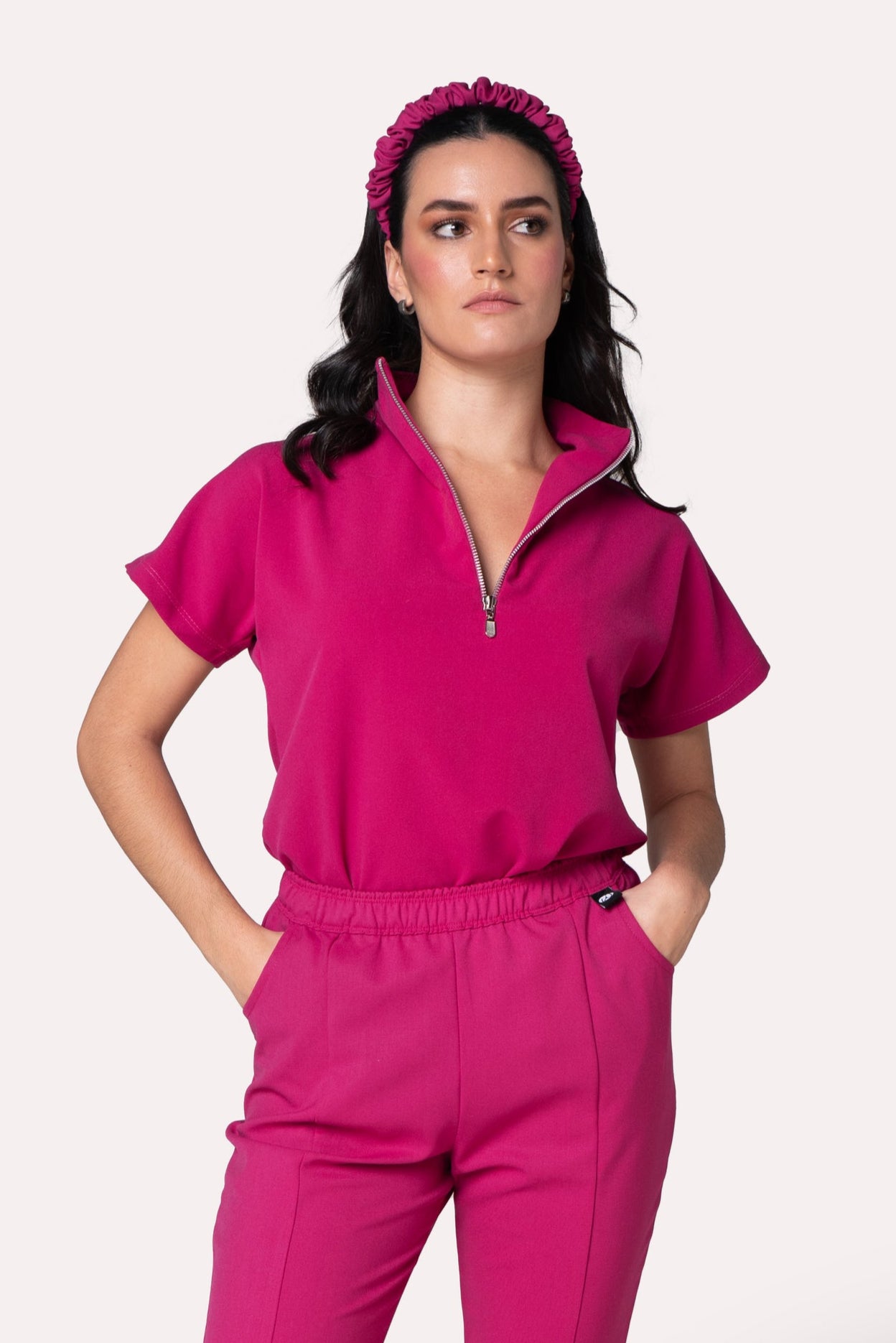 Victory Fucsia Scrub Top