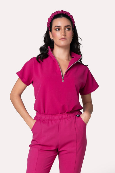 Victory Fucsia Scrub Top