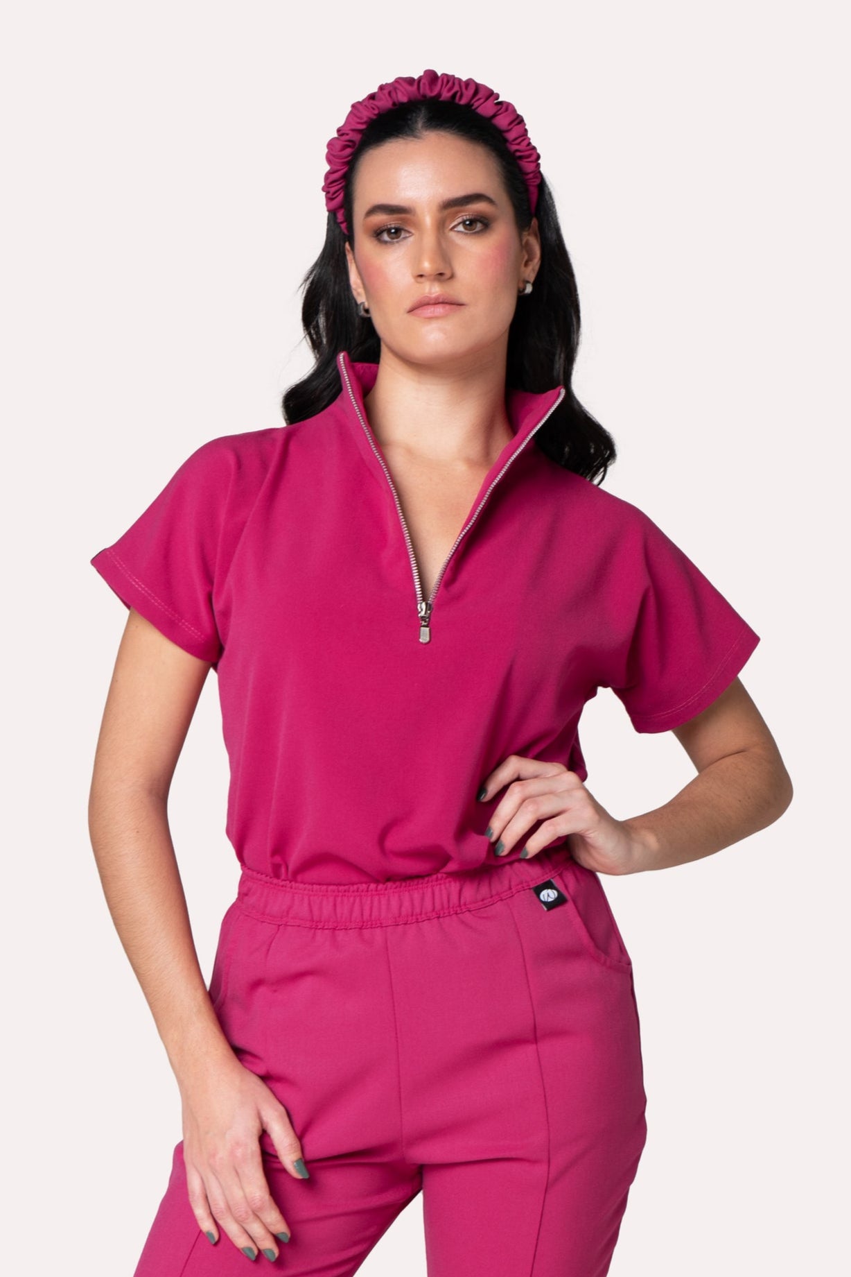Victory Fucsia Scrub Top