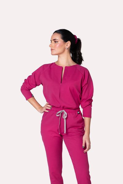 Fall Fucsia Scrub Top