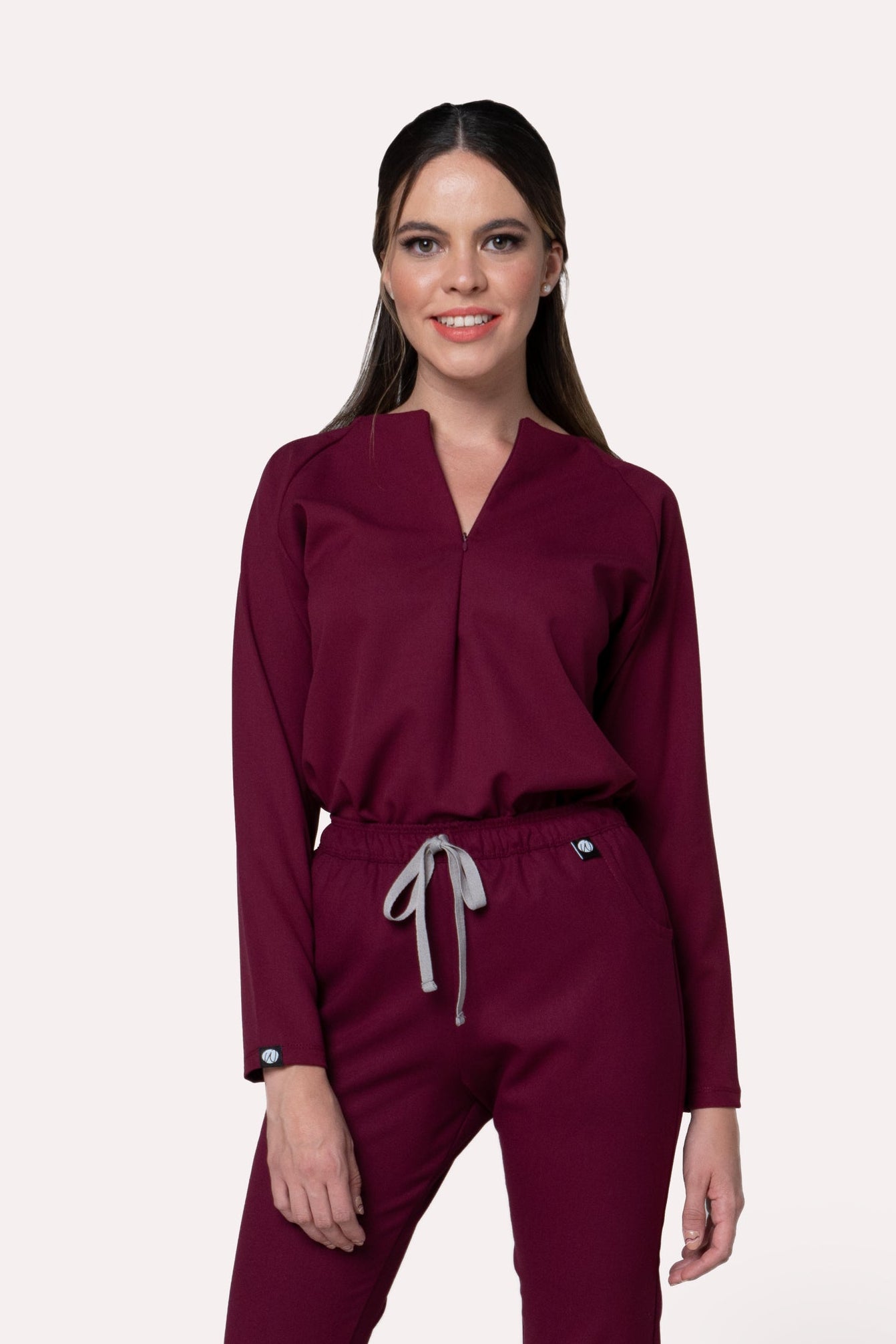 Fall Burgundy Scrub Top