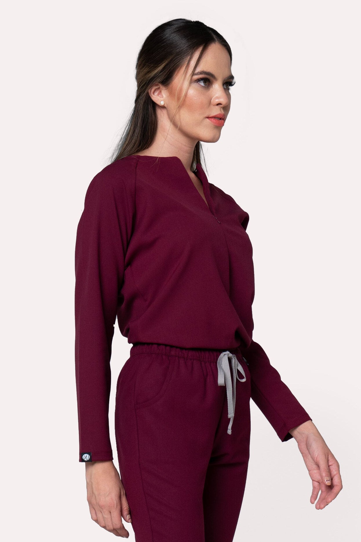 Fall Burgundy Scrub Top