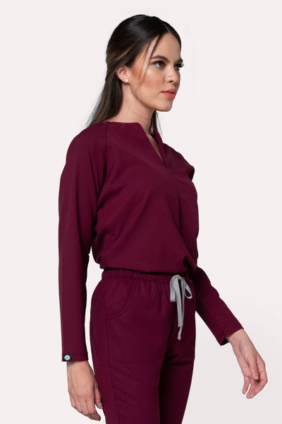 Fall Burgundy Scrub Top