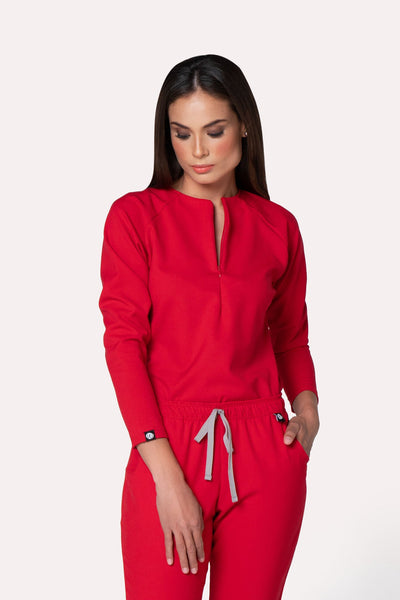 Fall Red Scrub Top