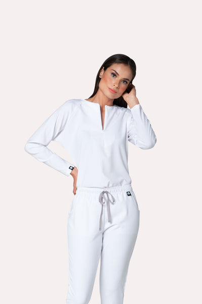 Fall White Scrub Top